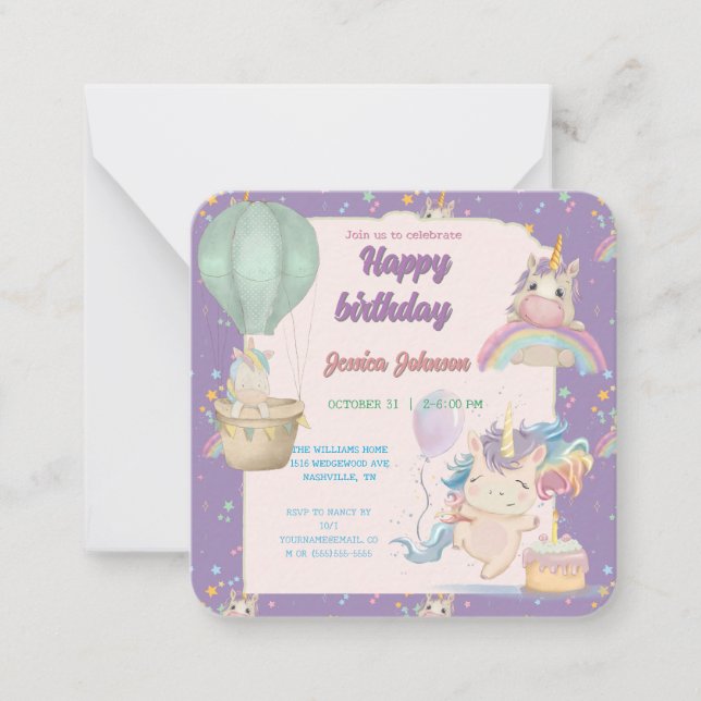 Cartão De Notas Funny Birthday Unicorn (Frente)