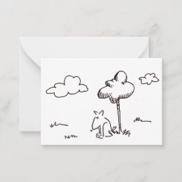 Cartão De Notas Funny Cartoon Dog Under Tree Drawing