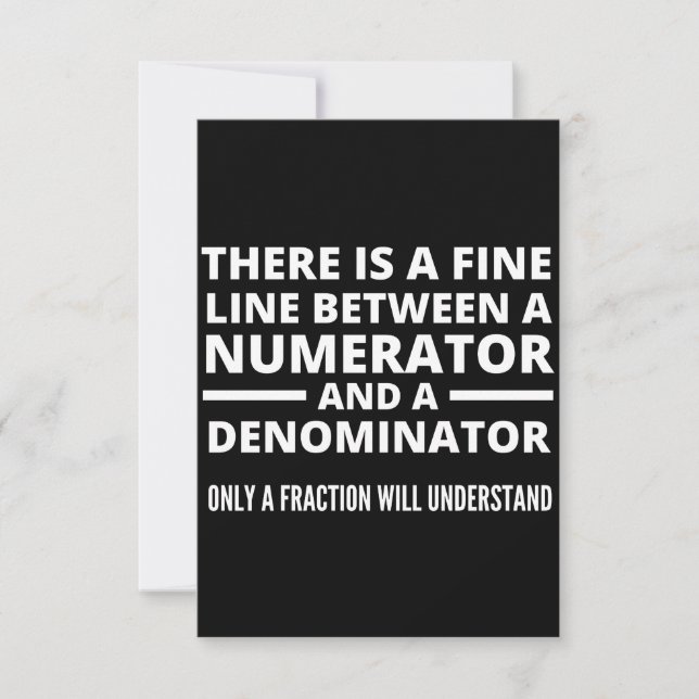 Cartão De Notas Funny Math  FINE LINE NUMERATOR DENOMINATOR (Frente)