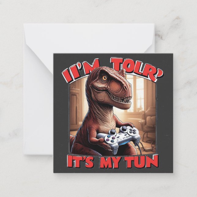 Cartão De Notas Funny T-Rex Gamer Quote Design (Frente)