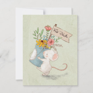 Cartão De Notas für dich Maus mit Blumenstrauß