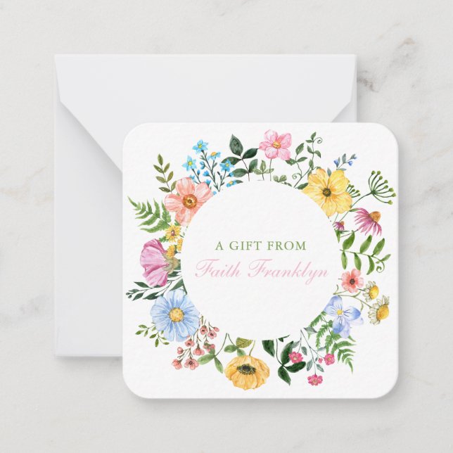 Cartão De Notas Gabinete de Oferta Floral Personalizado de Aquarel (Frente)