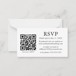 Cartão De Notas Gabinete de RSVP de QR de Casamento Simples Minima