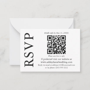 Cartão De Notas Gabinete RSVP de Casamento de Na moda QR Minimalis