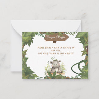 Cartão De Notas Gabinete Safari Hippo Chá de fraldas Fralda Raffle