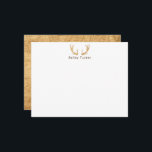 Cartão De Notas Galhadas de Veado Rústicas Caça Caçador Nome Perso<br><div class="desc">Este design apresenta galhadas de madeira com espaço para um nome/texto abaixo. Clique no botão personalizar se você gostaria de ajustar os elementos do design e/ou modificar ainda mais o texto! Variações deste design, cores adicionais, bem como produtos coordenados estão disponíveis em nossa loja, zazzle.com/store/doodlelulu. Entre em contato conosco se...</div>