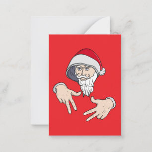 Cartão De Notas Gangsta Descolado Papai Noel do Hand Rap Hip Hop