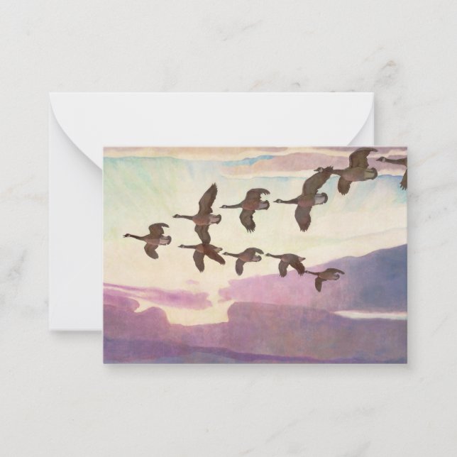 Cartão De Notas Gansos do Canadá em Primavera por Newell Convers W (Frente)