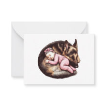 Garota bebê e German shepherd