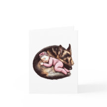 Garota bebê e German shepherd