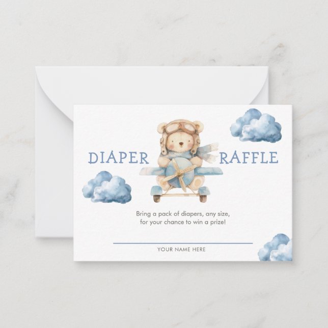 Cartão De Notas Garoto Urso De Teddy Podemos Esperar Fralda Raffle (Frente)