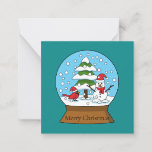 Cartão De Notas Garrafa de Papel Neve com Boneco de Neve Cardinal 