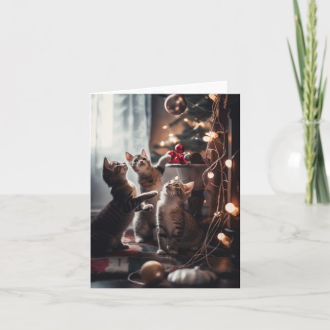 Cartão De Notas Gatinho festivo (Frente)