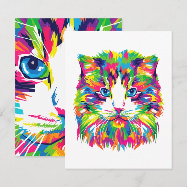 Cartão De Notas Gato-abstrato (Frente/Verso)