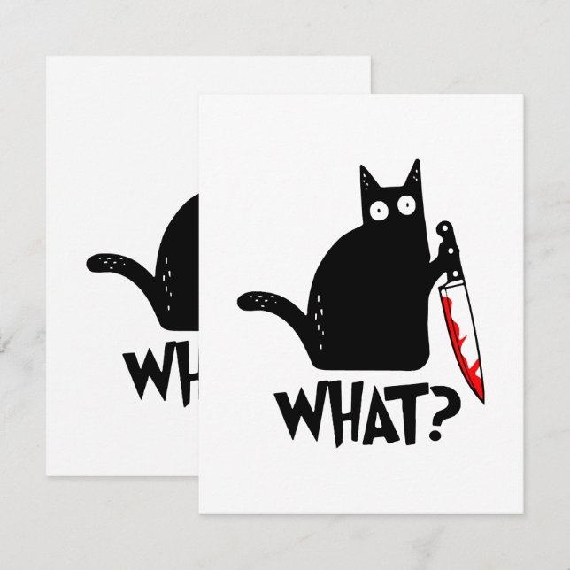 Cartão De Notas Gato Assassino Com Faca (Frente/Verso)