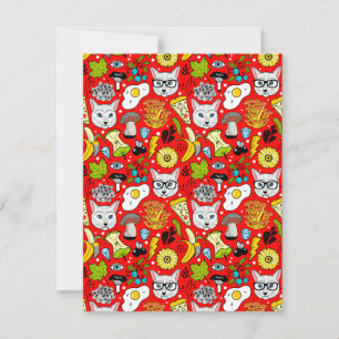 Cartão De Notas Gato e ovo em vermelho