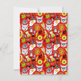 Cartão De Notas Gato e ovo em vermelho