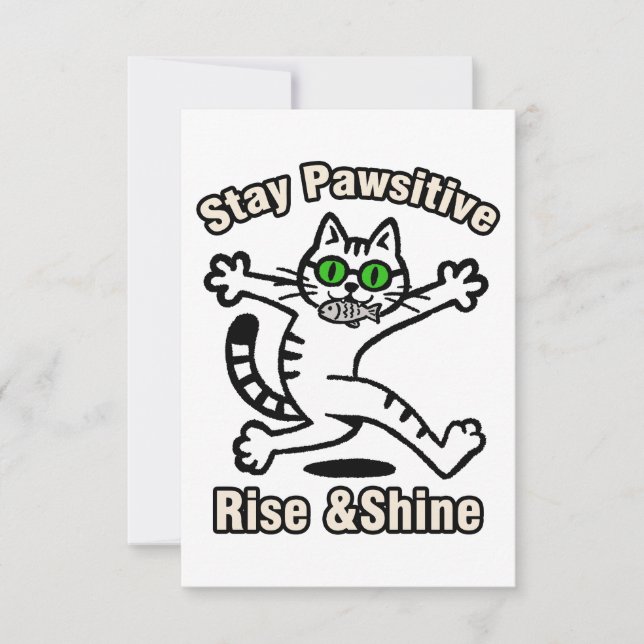 Cartão De Notas Gato Ficar Positivo (Frente)