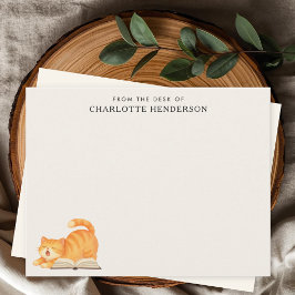 Cartão De Notas Gato Ginger e Livro Personalizado para Bibliófilos