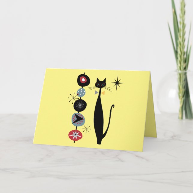 Cartão De Notas Gato Legal Moderno do Meio século da Era Atômica (Frente)