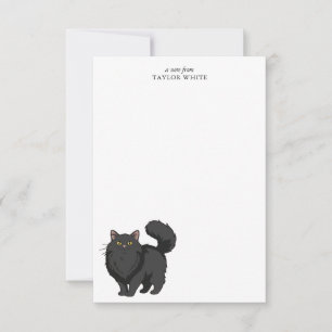 Cartão De Notas Gato Preto de Cabelo Comprido Fofo Obrigado