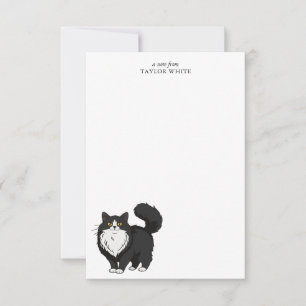 Cartão De Notas Gato Tuxedo Fofo de Cabelo Comprido Obrigado