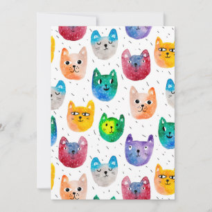 Cartão De Notas Gatos em aquarela e amigos