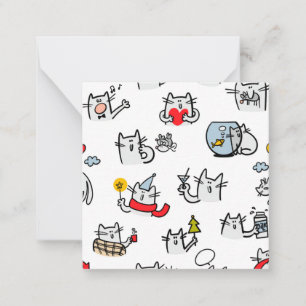 Cartão De Notas Gatos engraçados, leite e magia.
