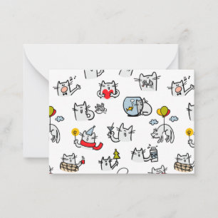 Cartão De Notas Gatos engraçados, leite e magia.