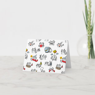 Cartão De Notas Gatos engraçados, leite e magia.