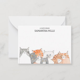 Cartão De Notas Gatos excêntricos enfileirados Amante de gatos Nom