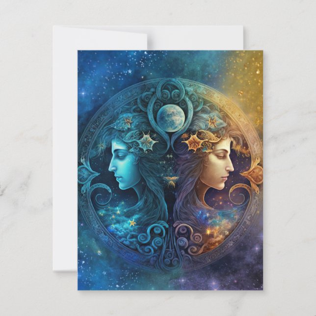 Cartão De Notas Gemini Zodiac Sinal Design (Frente)