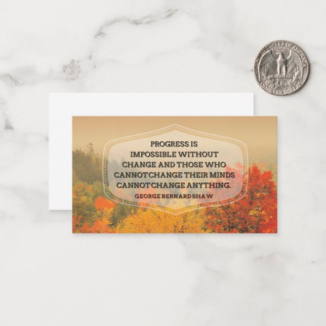 Cartão De Notas George Bernard Shaw, citação inspiracional "Mudar" (Frente/Verso In Situ)
