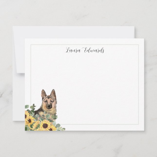 Cartão De Notas German shepherd Girassol Eucalyptus Personalizado (Frente)