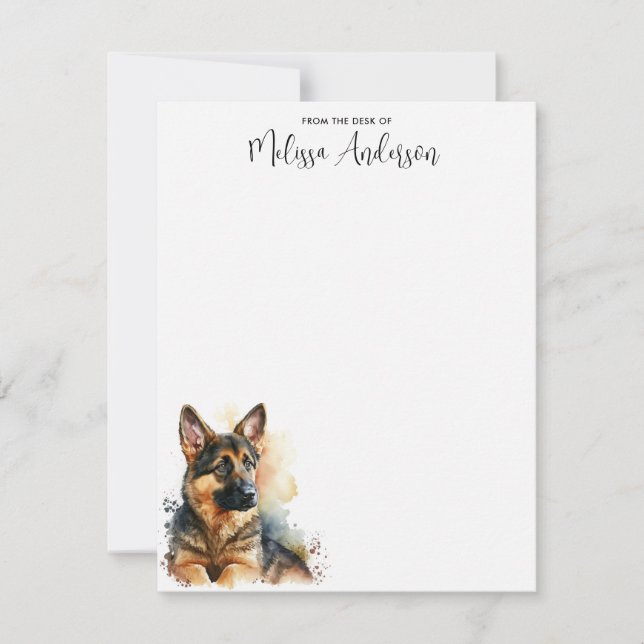 Cartão De Notas German shepherd Personalizado por Aquarela Cachorr (Frente)