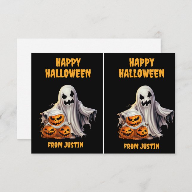 Cartão De Notas Ghost Jack O'Lanterns Halloween (Frente/Verso)