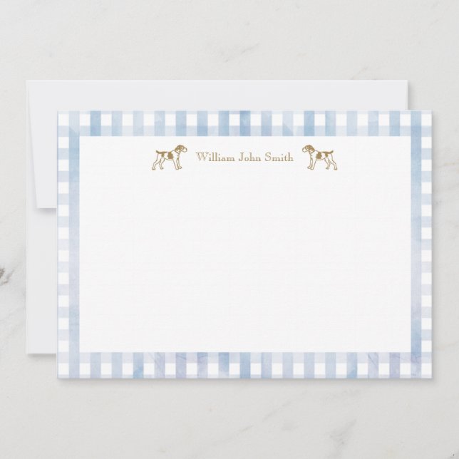 Cartão De Notas Gingham Puppy Flat Cards (Frente)