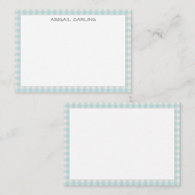 Cartão De Notas Gingham Simple Modern Thin Border (Frente/Verso)