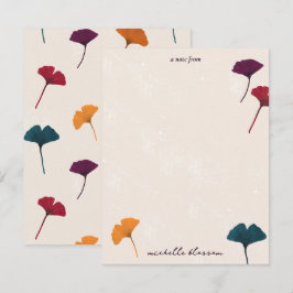 Cartão De Notas Ginkgo Leaf Pattern Watercolor Call Cores de outon