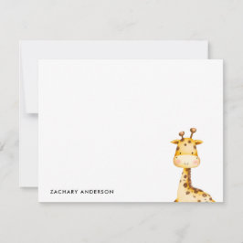 Cartão De Notas Girafa Bebê Fofo Minimalista Personalizado para Cr