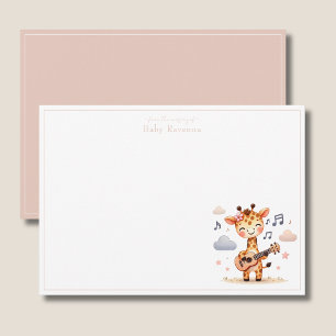Cartão De Notas Girafa Cute Guitar Bebe Chá de Bebe Berçário Obrig
