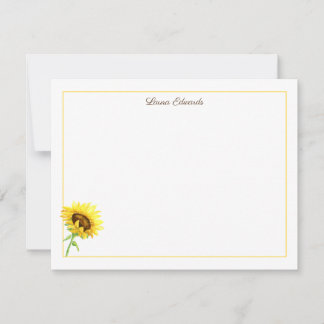 Cartão De Notas Girassol Aquarela Personalizado