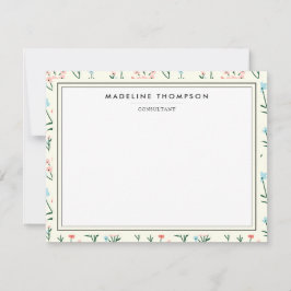 Cartão De Notas Girly Chic Pastel Pink Blue Flowers Pattern