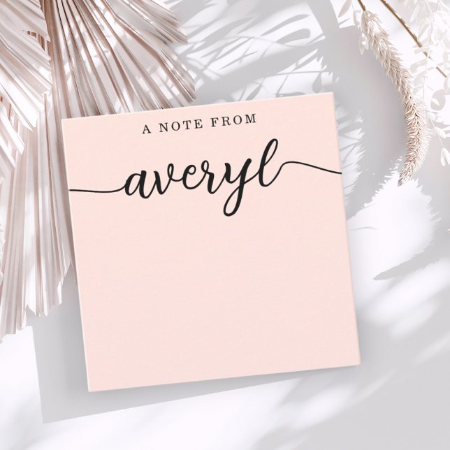 Cartão De Notas Girly Monograma - Caligrafia Blush - Carta Rosa (Criador carregado)