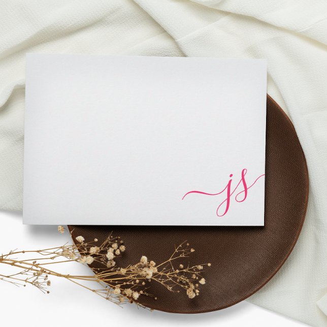 Cartão De Notas Girly Monogramed Calliografia Brilhante Rosa (Criador carregado)