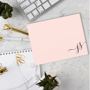 Cartão De Notas Girly Monogramed Calliografia - Cor-de-rosa