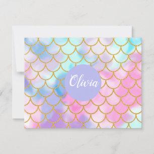 Cartão De Notas Girly Pastel Ombre Dourada Glitter Monograma de Se