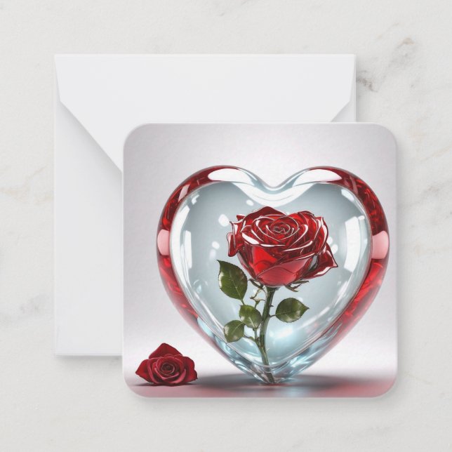 Cartão De Notas Glasherz mit Rosen-Karte / Glass heart with roses  (Frente)
