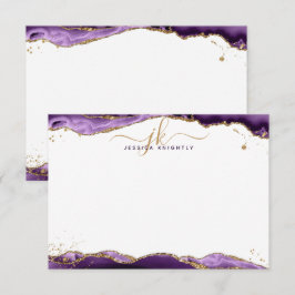 Cartão De Notas Glitter Dourado de Monograma de Geodo de Agato Rox