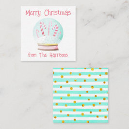 Cartão De Notas Globe de Neve de Aquarela, Compartimentos de Natal